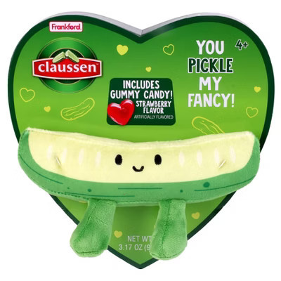 Claussen Pickle Valentine's Heart Box with Plush and Gummies Candy - 3.17oz | Target