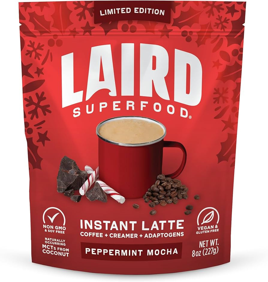 Laird Superfood Peppermint Mocha Instant Latte with Adaptogens – Antioxidants and Superfood Coc... | Amazon (US)