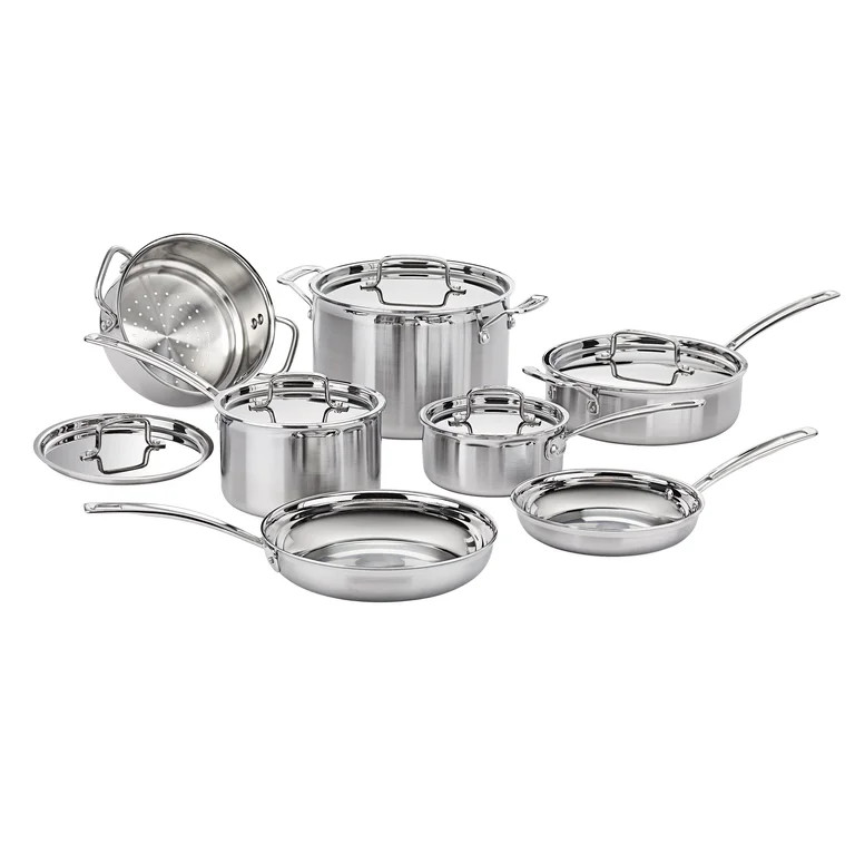 Cuisinart MultiClad Pro 12-Piece Cookware Set, Triple Ply Stainless Steel, Induction Ready | Walmart (US)
