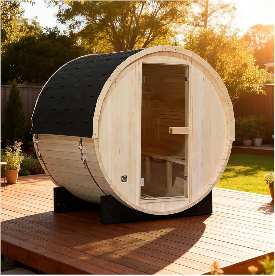 Outdoor Barrel Steam Sauna 2 Person, Canadian Spruce Wooden Saunas Room for Home, Traditional Bac... | Amazon (US)