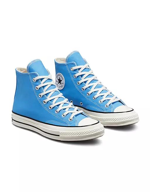 Converse Chuck 70 Hi canvas sneakers in university blue | ASOS (Global)