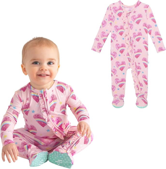 Posh Peanut Footie Pajamas for Baby Girls, Soft Viscose from Bamboo | Amazon (US)