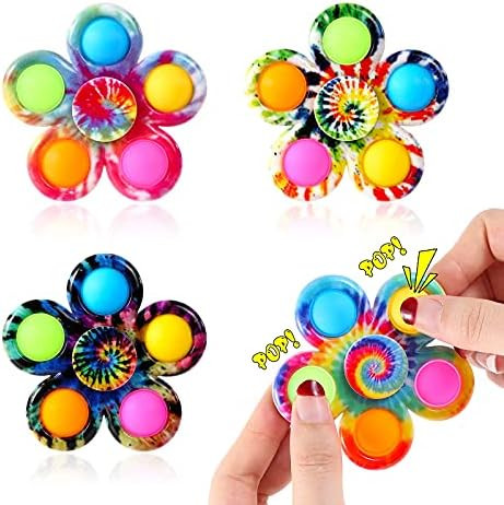 Effacera Pop Fidget Spinner Toys 4 Pack, Tie-Dye Popper Pop Bubble Spinner Set, Christmas Party F... | Amazon (US)