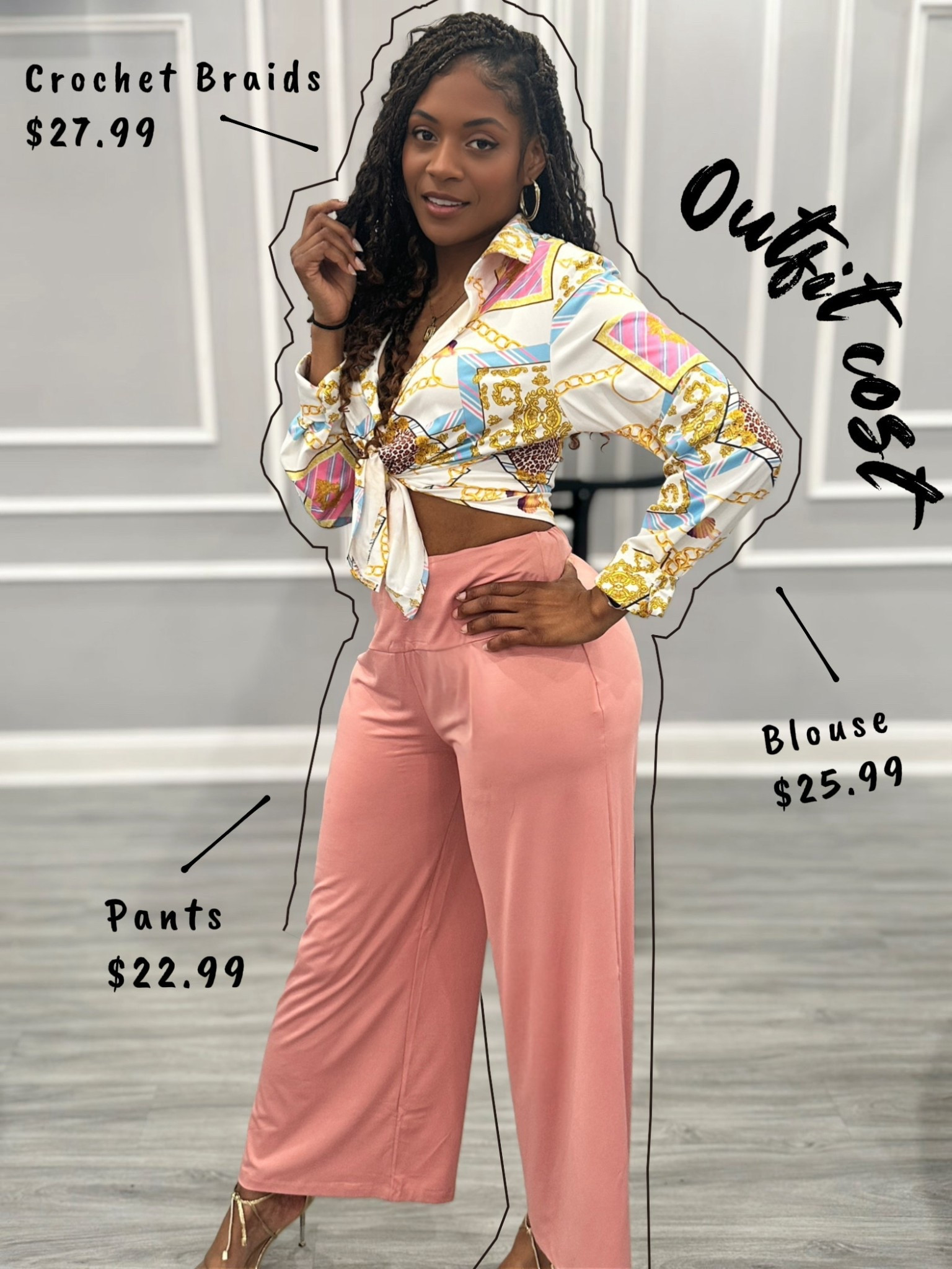 Print crop top tie front blouse with pink flare pants. Such awesome Amazon fashion finds. 

Wore as a pink baby shower outfit. 

#amazonshopping #amazonfashionfinds #babyshoweroutfit #blackwomenoutfits #outfitoftheday
