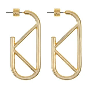 Scoop Women's 14K Gold Flash-Plated Elongated Hoop Earring | Walmart (US)
