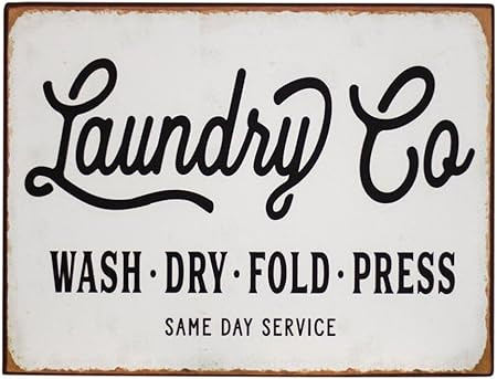 Laundry Co. Distressed Vintage Farmhouse Metal Sign Laundry Room Decor | Amazon (US)