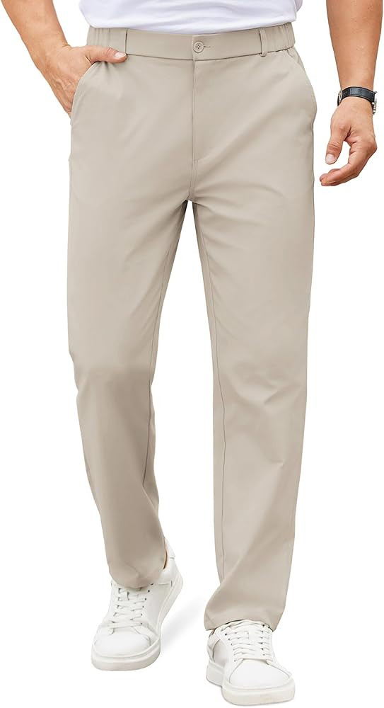 COOFANDY Mens Casual Chino Pants Elastic Waist Lightweight Trousers Classic-Fit Business Dress Pa... | Amazon (US)