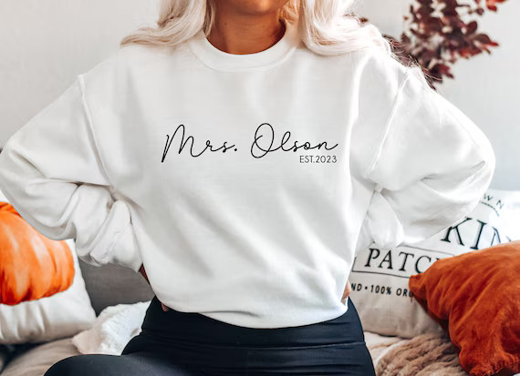 Mrs Sweatshirt Custom Bridal Gift Personalized Gift for - Etsy | Etsy (US)