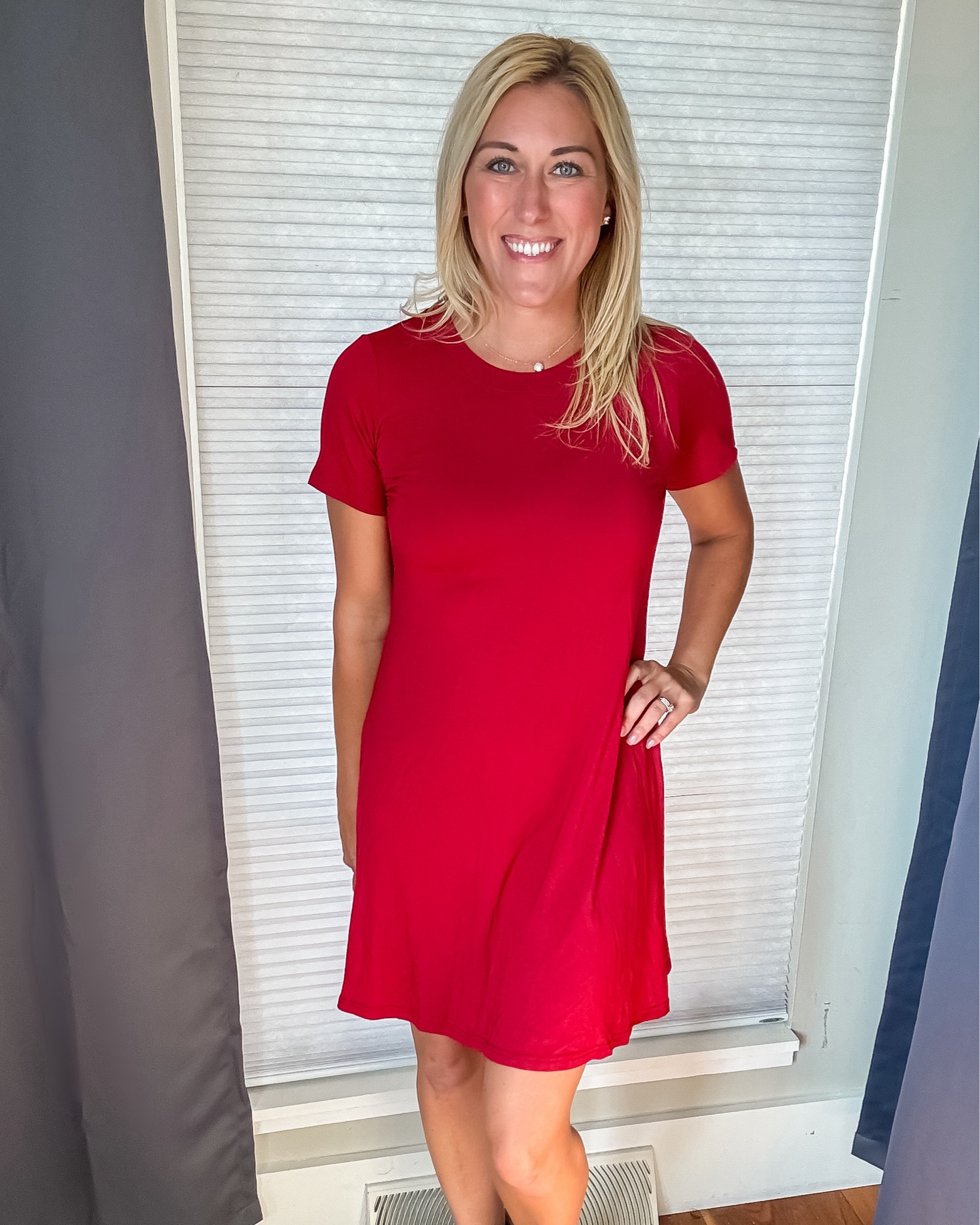 Easy, comfy, and cute—this little red dress has been my go-to lately! ❤️ I love how simple it is… add a jacket and boots and it’s a whole outfit. 