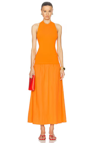 Simon Miller Junjo Knit Poplin Dress in Sherbet Orange | FWRD | FWRD 