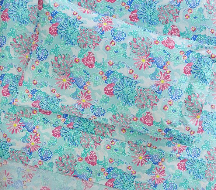 Lilly Pulitzer Unicorns in Bloom Sheet Set & Pillowcases | Pottery Barn Kids