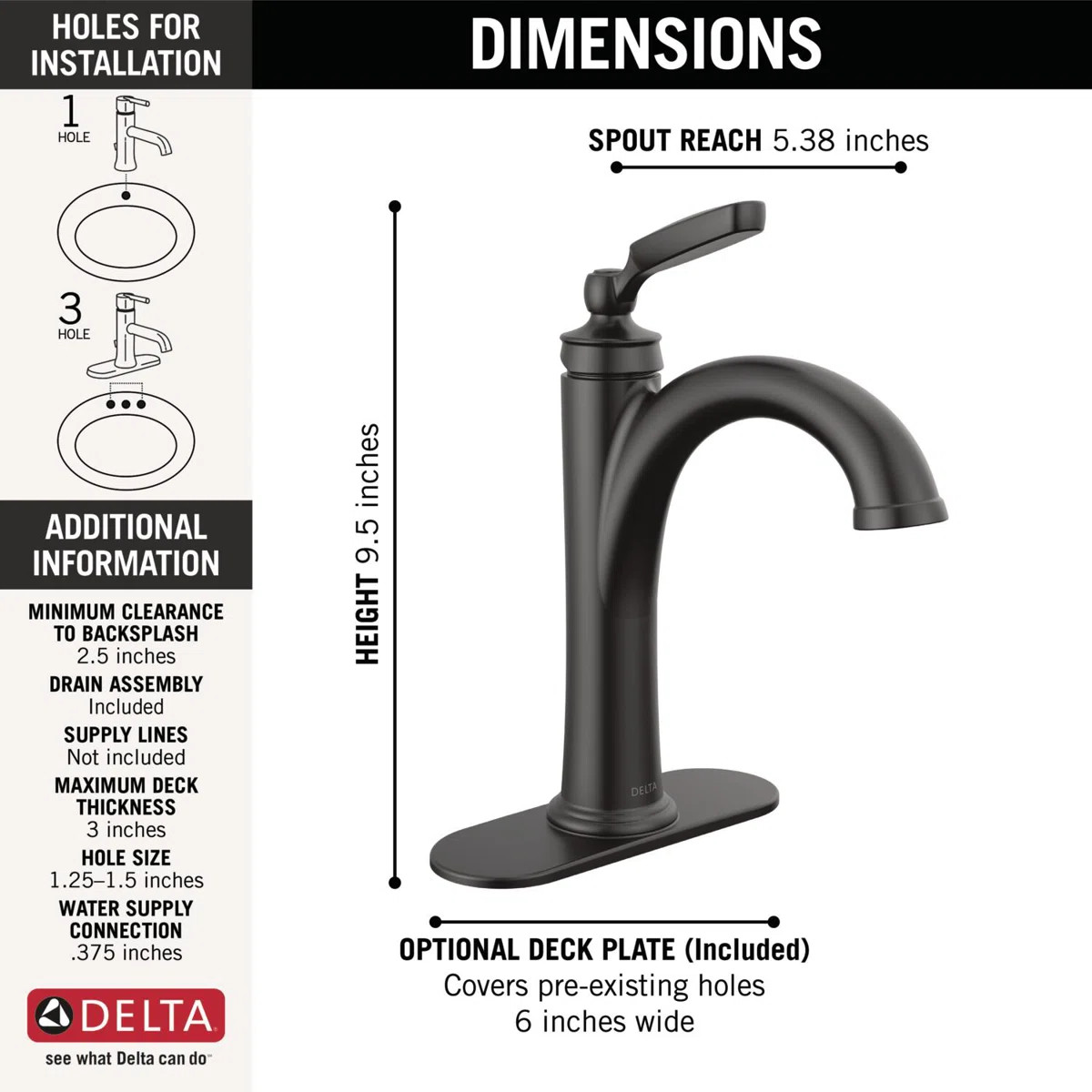 Woodhurst Single Hole Bathroom Faucet with Drain Assembly 532-BLMPU-DST | Wayfair North America
