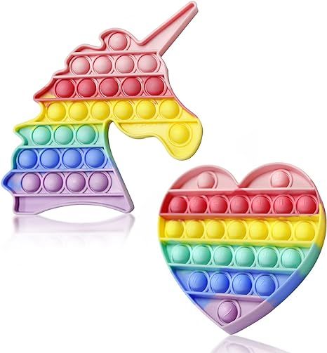 Teamgee Rainbow Unicorn Heart Pop Fidget Toy, Silicone Push Sensory Pop Stress Bubble Toy Relieve... | Amazon (US)