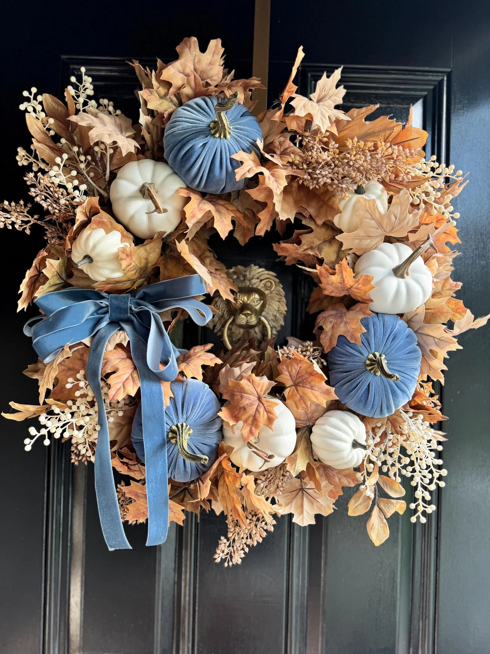 Blue Velvet Pumpkin Wreath - Etsy | Etsy (US)