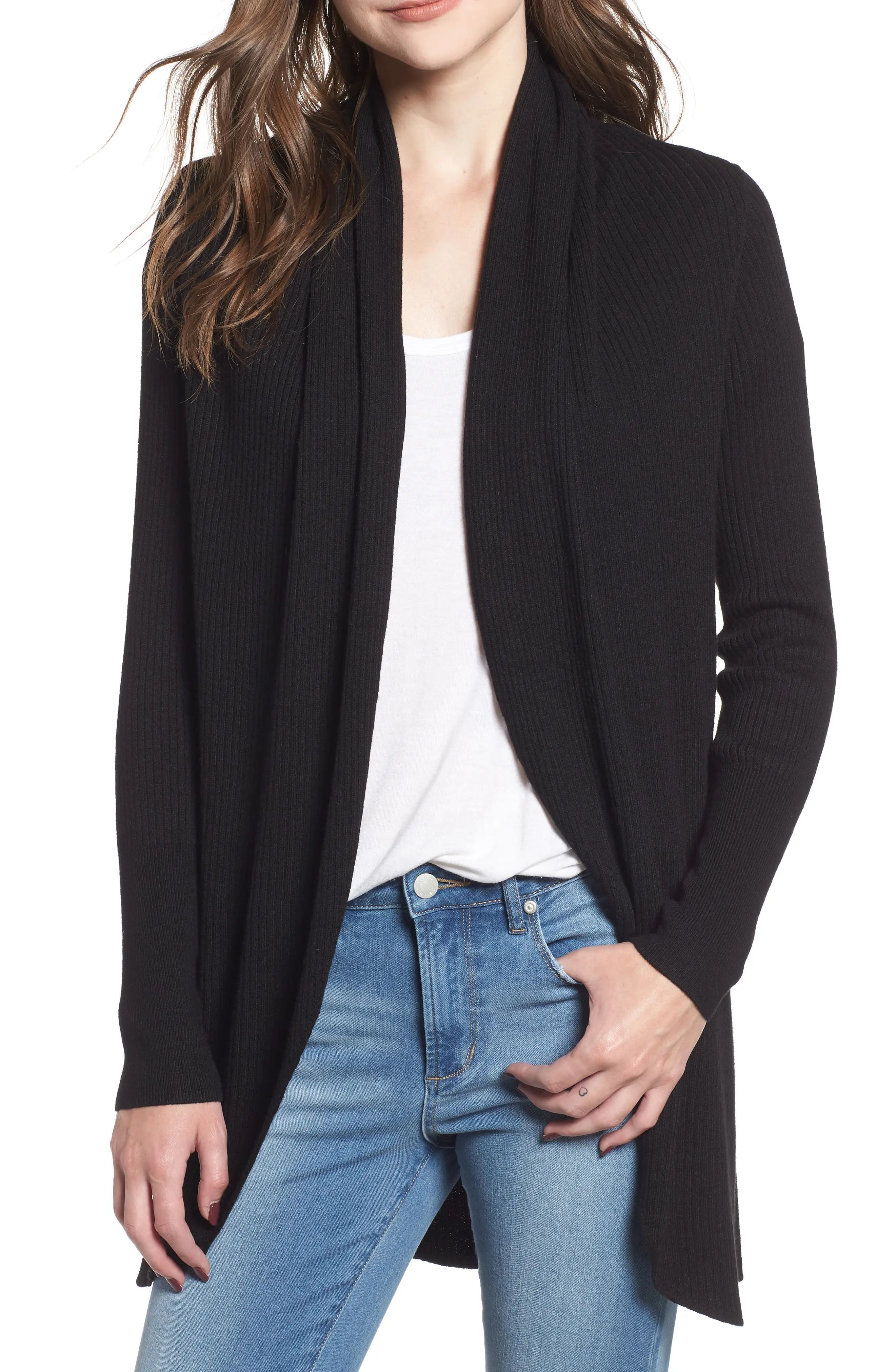 Leith Ribbed Shawl Cocoon Sweater | Nordstrom