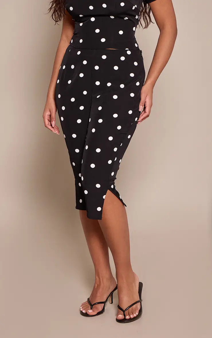Shape White Polka Dot Capri Trouser | PrettyLittleThing UK