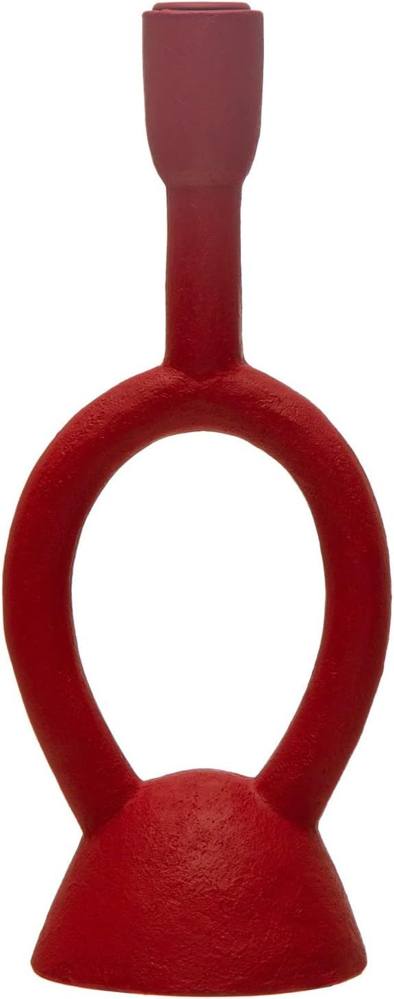 Creative Co-Op 4-3/4"L x 3-1/2"W x 11-1/2"H Resin Taper Holder, Matte Red | Amazon (US)