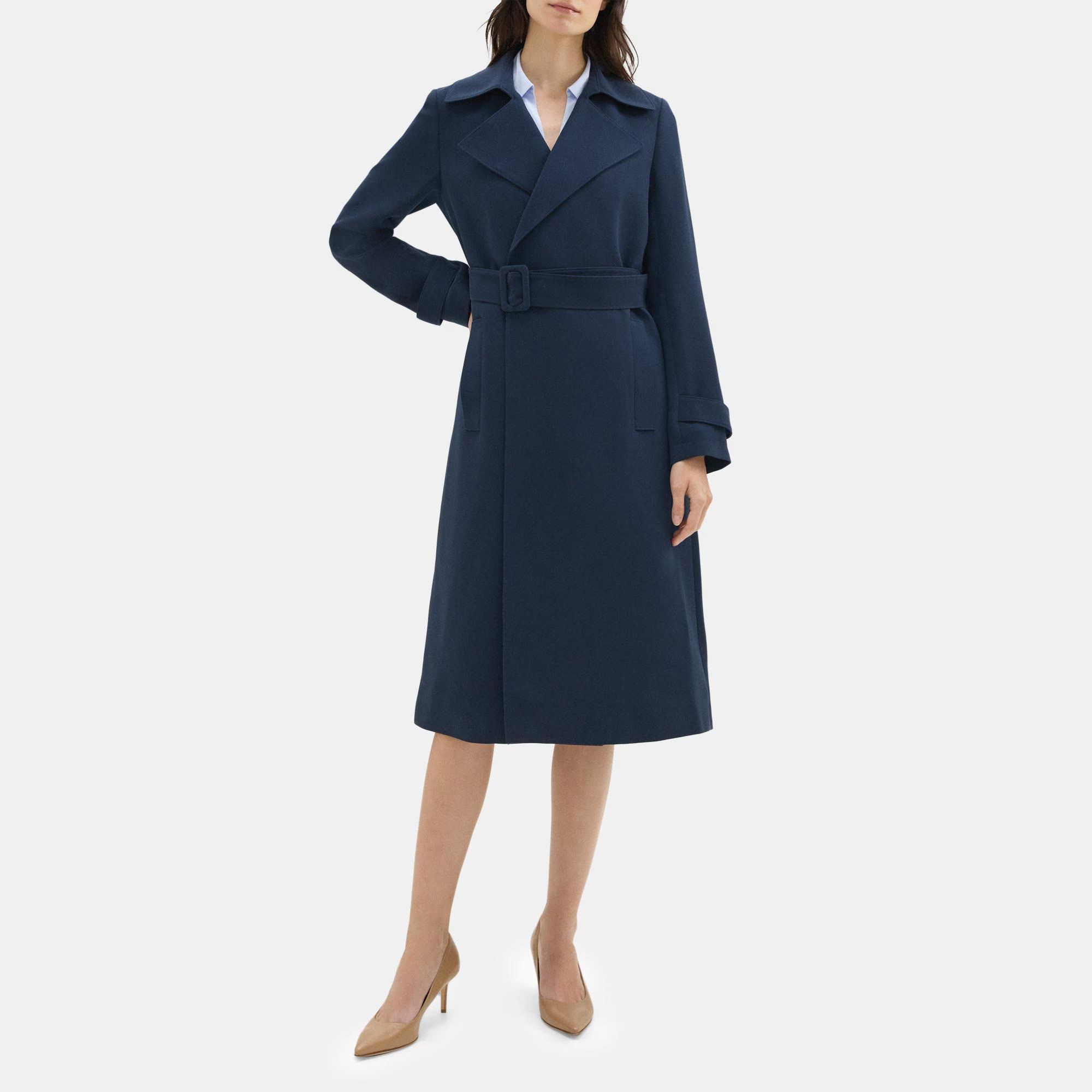 Relaxed Trench Coat in Crepe | Theory Outlet