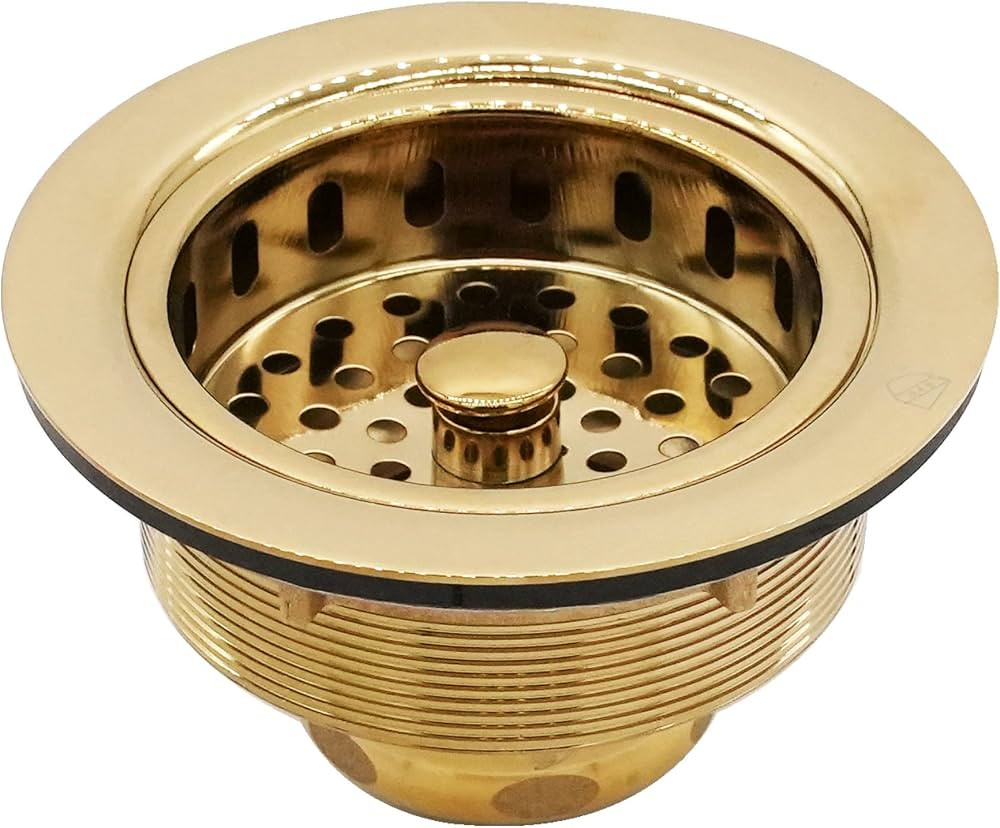 Westbrass D214-01 3-1/2" Post Style Large Kitchen Sink Basket Strainer, 1-Pack, Polished Brass | Amazon (US)