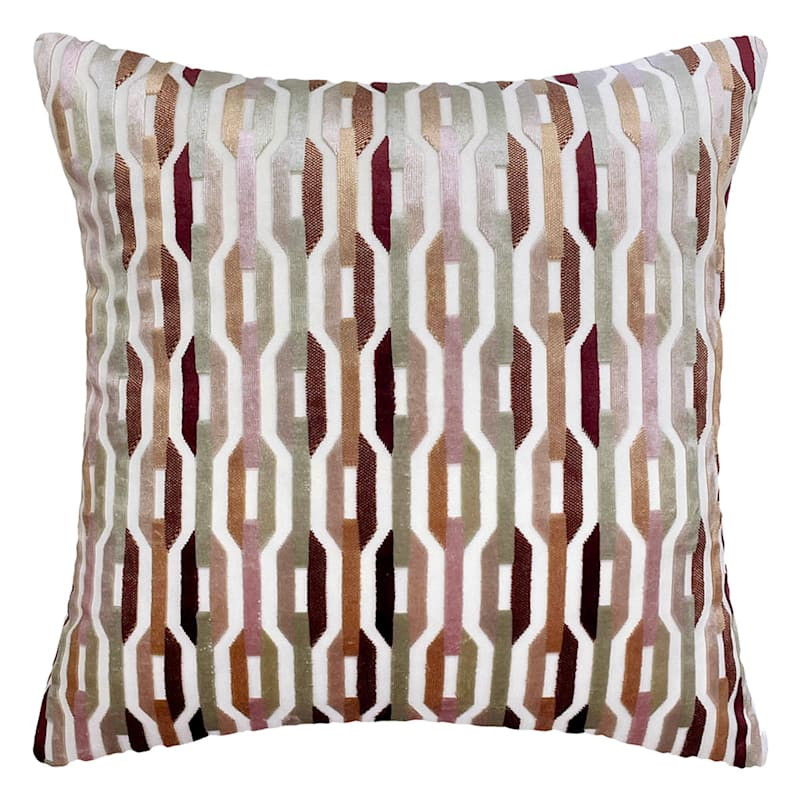 Spice Geo Link Cut Velvet Throw Pillow, 18" | At Home