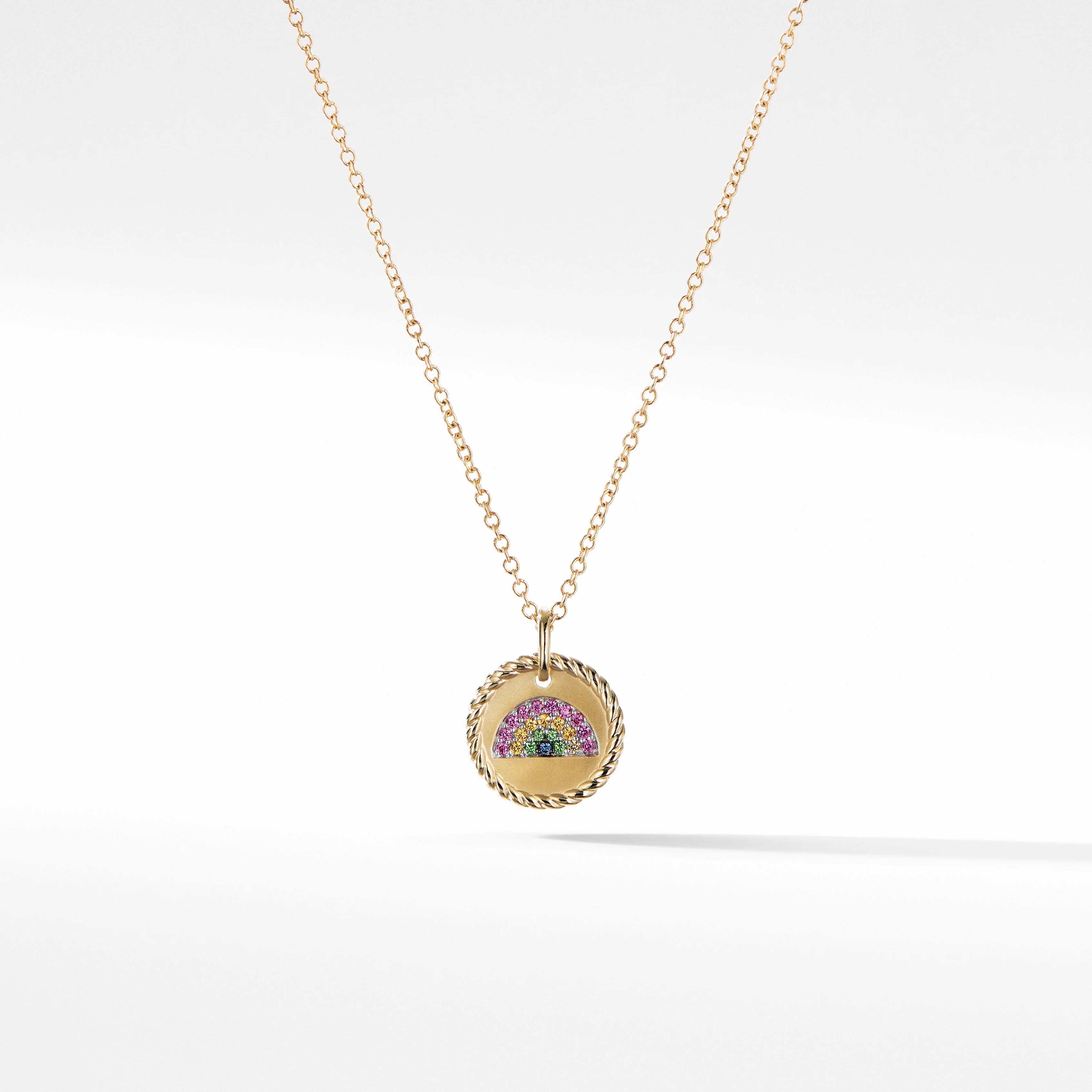 Cable Collectibles® Rainbow Necklace in 18K Yellow Gold with Pavé Sapphires and Tsavorites | David Yurman