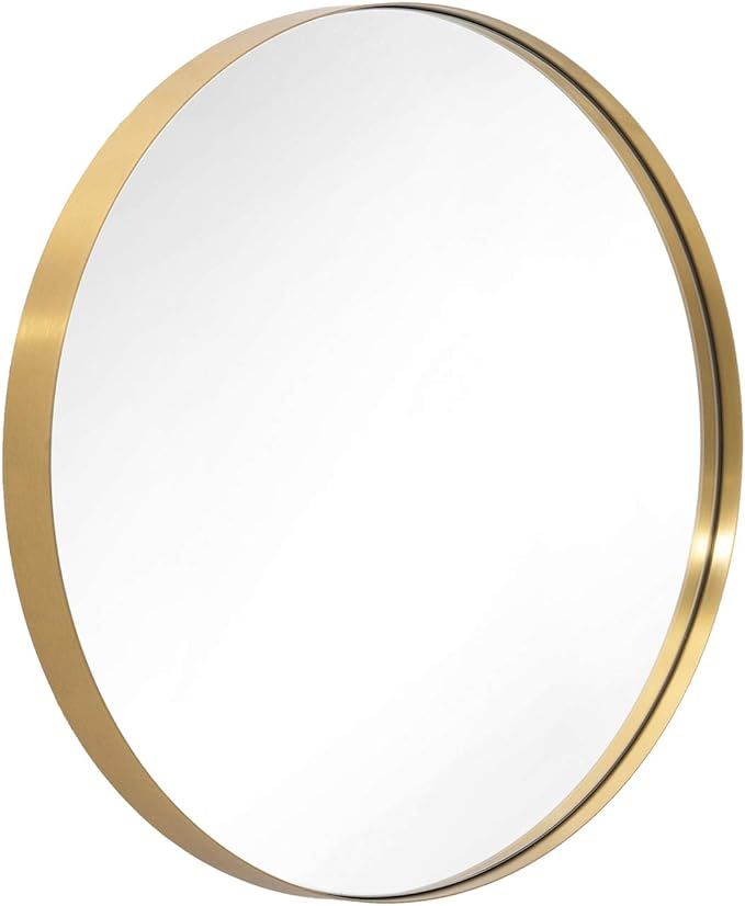 ANDY STAR Gold Round Mirror, 24 Inch Brass Circle Mirror with Brushed Gold Stainless Steel Metal ... | Amazon (US)