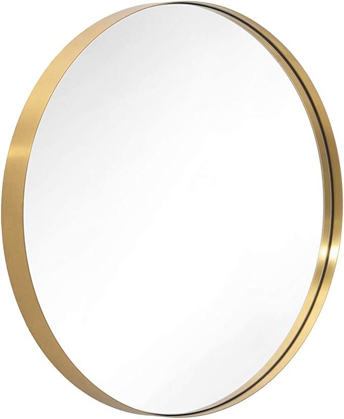 ANDY STAR 30'' Gold Round Mirror for Bathroom, Circle Wall Mirror Mounted, Modern Brushed Brass M... | Amazon (US)