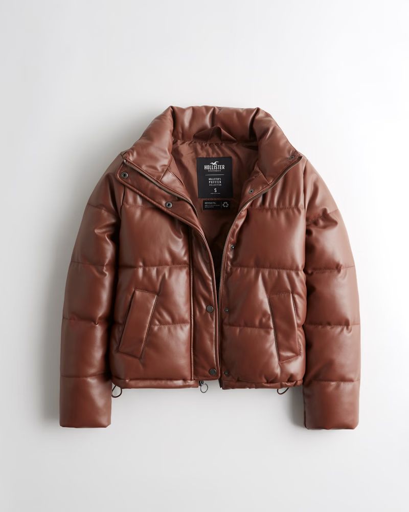 Girls Faux Leather Puffer Jacket from Hollister | Hollister (US)