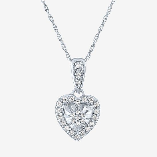 Limited Time Special! Womens 1/10 CT. T.W. Genuine White Diamond Sterling Silver Heart Pendant Ne... | JCPenney