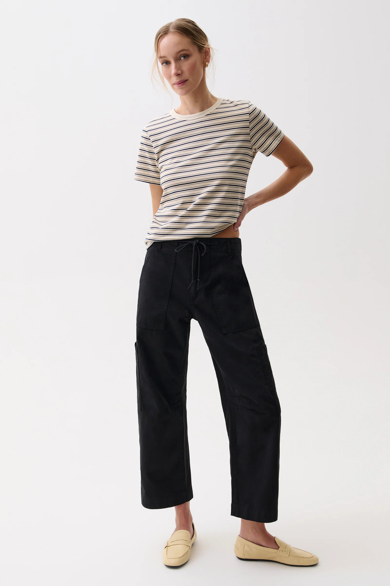 PETITE Sabrina Curved Utility Pants - Washed Black | Pistola Denim