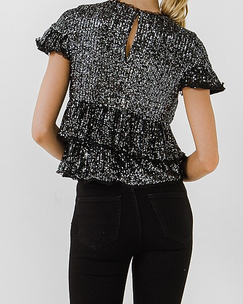 Endless Rose Sequin Peplum Top | Express