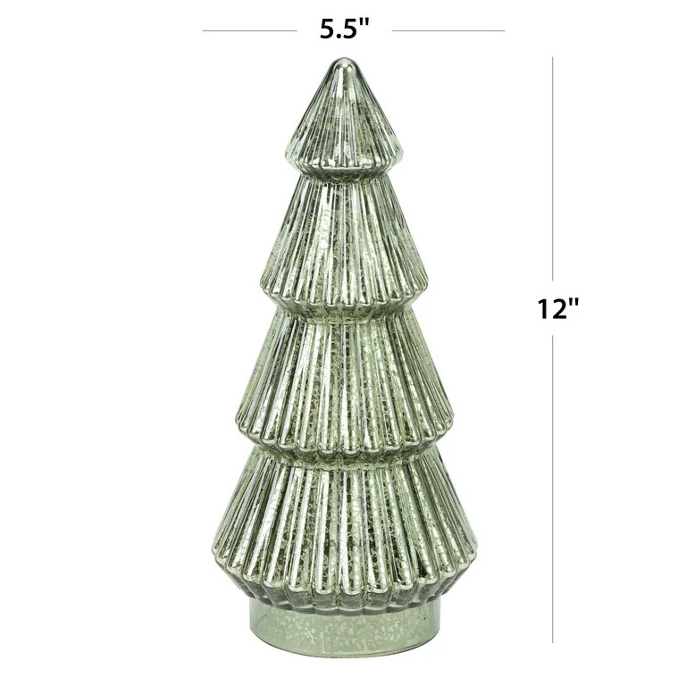 Better Homes & Gardens 12‘’  Decorative Tabletop Christmas Tree in Mercury Ribbed Green Glass... | Walmart (US)
