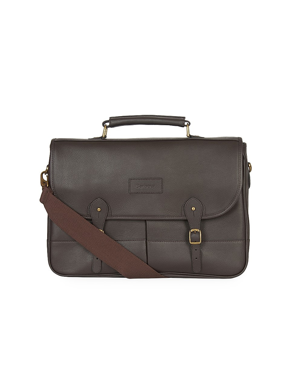 Men's Buckled Leather Briefcase - Chocolate | Saks Fifth Avenue
