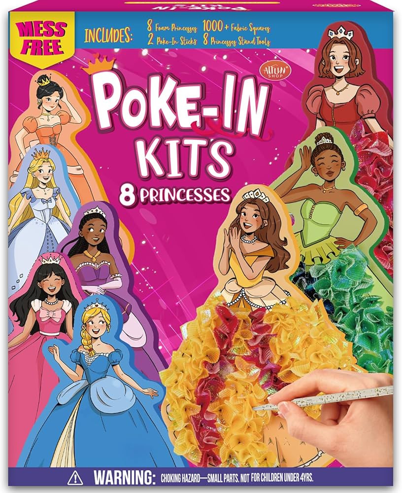 8 Packs Poke in Crafts Art Kits for Girl, Magical Prienceses Mess Free Kids' Paper Craft Kits, Bi... | Amazon (US)