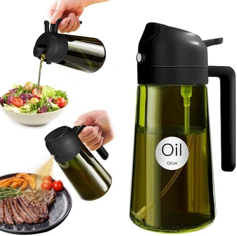 YARRAMATE 16oz/470ml Light-Blocking Dark Oil Sprayer for Cooking, 2 in 1 Olive Oil Dispenser Bott... | Amazon (US)