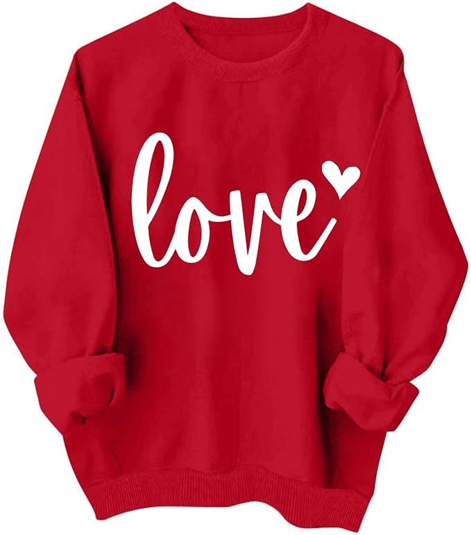 Valentines Shirt for Women Causal Heart Print Graphic Long Sleeve Oversized Blouse Tops Plus Size... | Amazon (US)