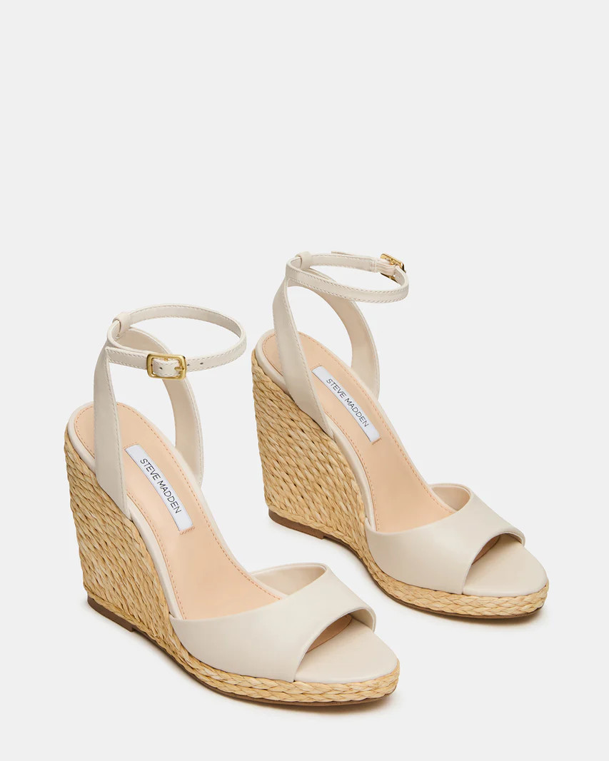 DEVIN Bone Leather Espadrille Wedge Women's Sandal | Steve Madden (US)