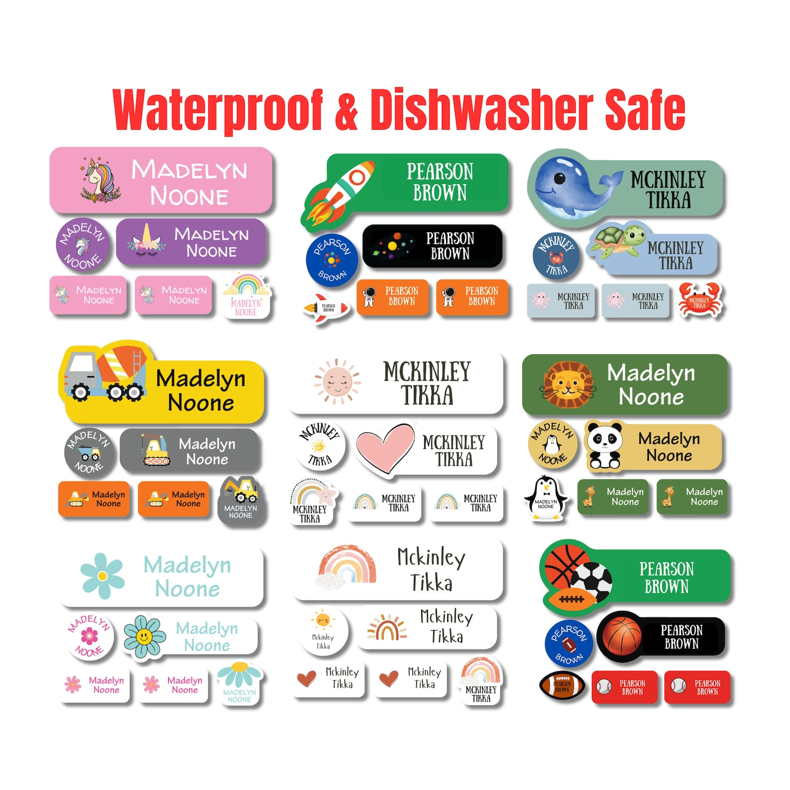 108 Waterproof Daycare Labels - Dishwasher Safe Stickers - Name Stickers - School Supply - Name L... | Etsy (Global)