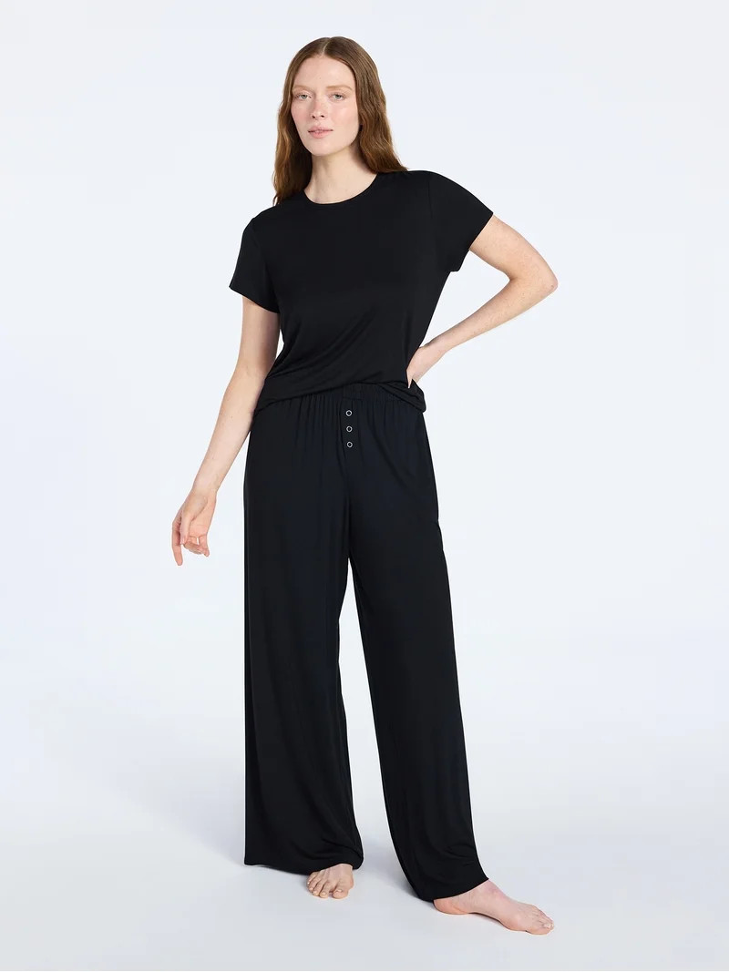 Joyspun Women\u2019s Scoop Neck Sleepwear Modal Tee with Short Sleeves, Sizes S-3X | Walmart (US)