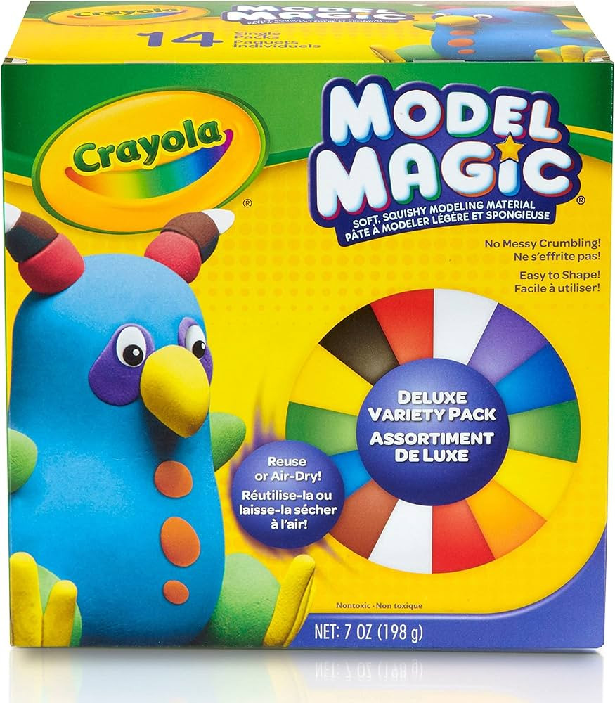 Crayola Model Magic Deluxe Variety Pack (14ct), Kids Air Dry Clay, 7oz, Bulk Modeling Clay Altern... | Amazon (US)