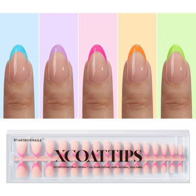 BTArtboxnails XCOATTIP® Press-On Nails - Bright Pastel French - Short Almond Peach Base- 160ct | Target