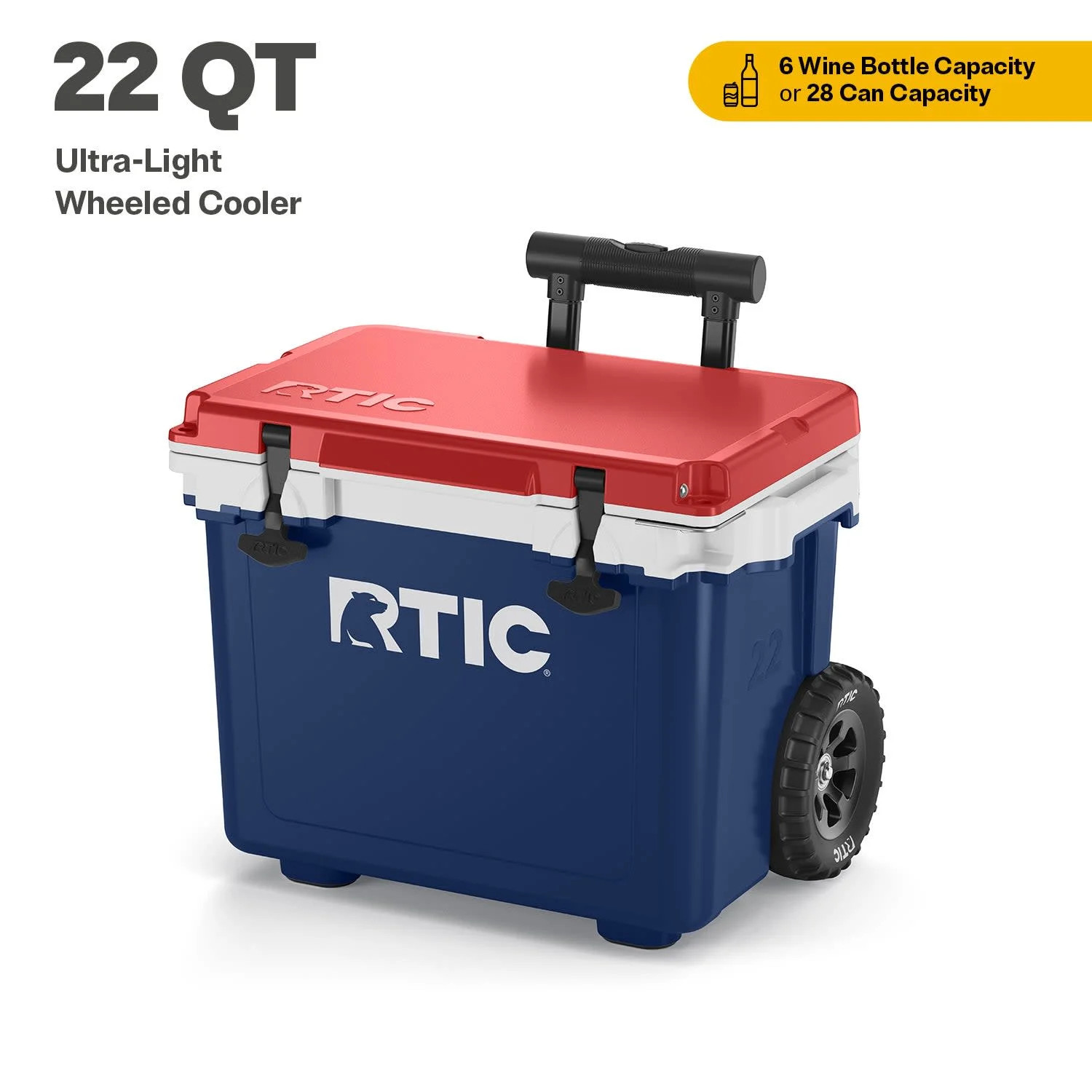 RTIC 22 QT Ultra-Light Wheeled Hard-Sided Ice Chest Cooler, Fits 28 Cans or 6 Wine Bottles, Patri... | Walmart (US)