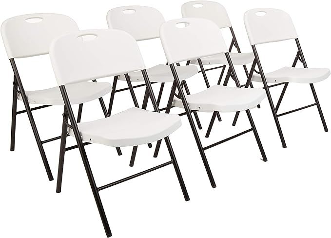 Amazon.com: Amazon Basics Folding Plastic Chair with 350-Pound Capacity - 6-Pack, White | Amazon (US)