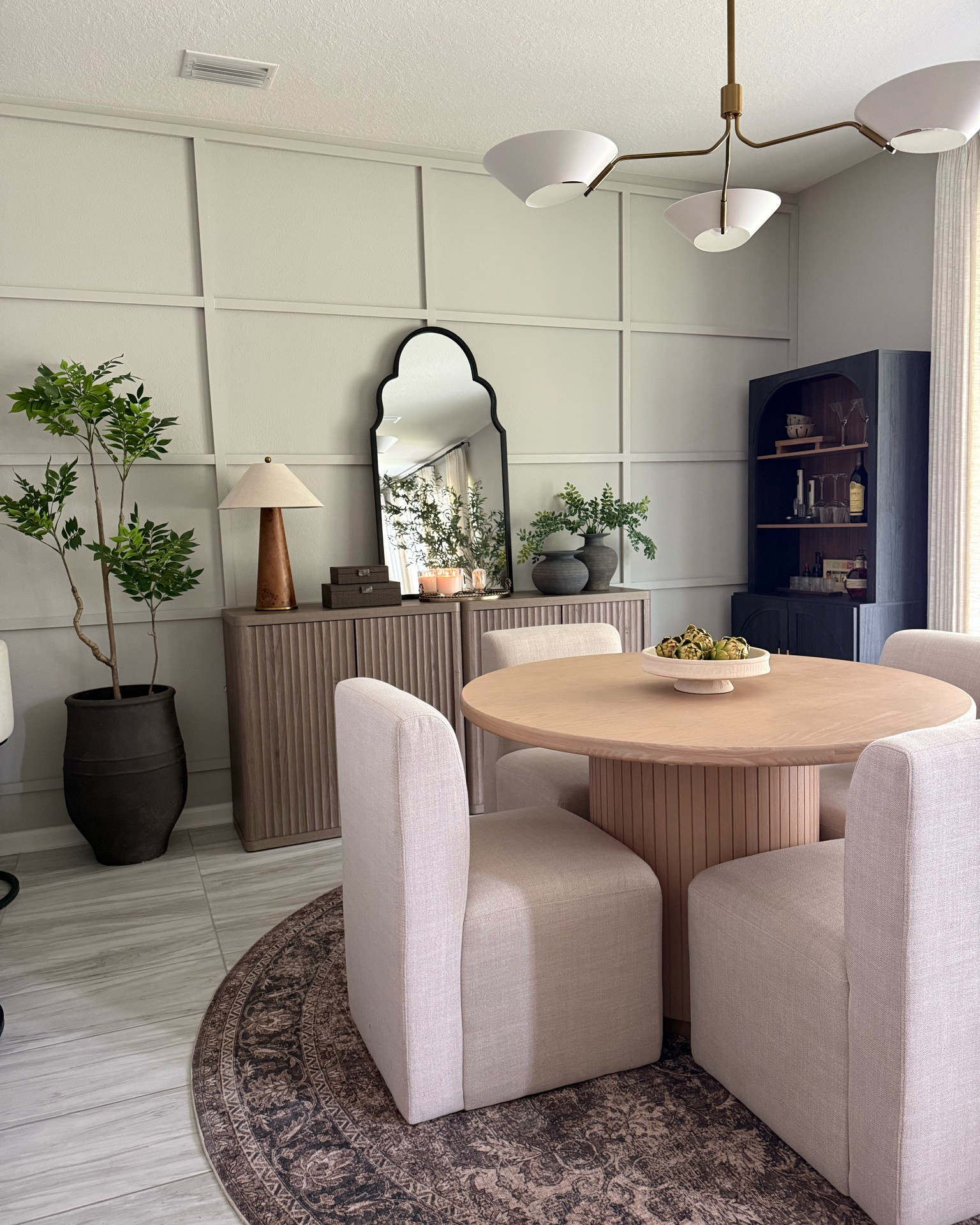 Swipe left 👉🏾 love how this space is coming together 🤍 my new target finds worked so well in here!! 

Dining room inspo, Dining room chairs, dining room table, dining room rug, round rugs, Amazon rugs, sideboard styling, console table styling, neutral home inspo, studio mcgee decor, target home decor

#LTKSeasonal #LTKHome