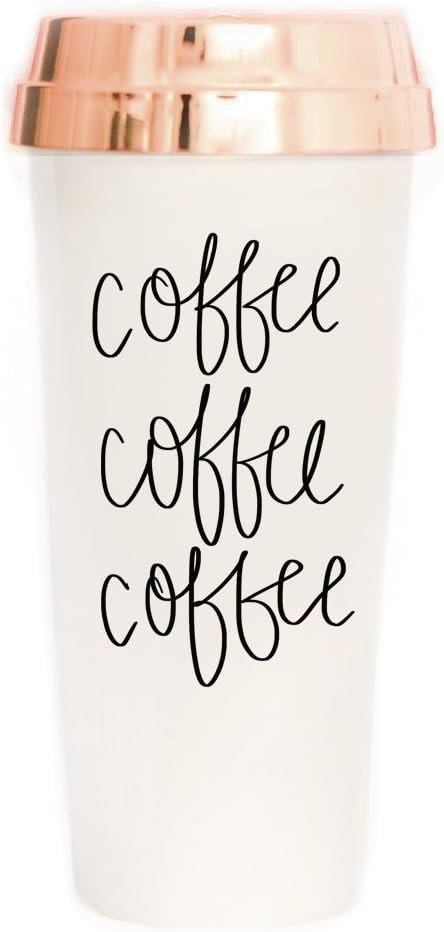 Sweet Water Decor Travel Mug Coffee Lover Plastic Insulated Travel Mug with Gold Lid Gift Cute Ac... | Amazon (US)