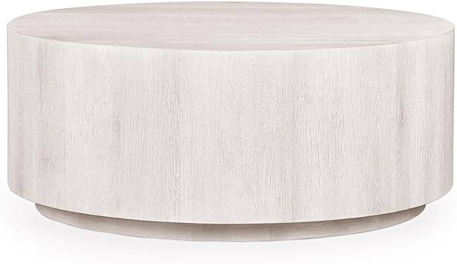 Kosas Home Layne 42" Oak Wood Round Coffee Table in White Wash | Amazon (US)
