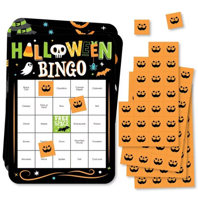 Big Dot of Happiness Jack-O'-Lantern Halloween - Bingo Cards and Markers - Kids Halloween Party B... | Target
