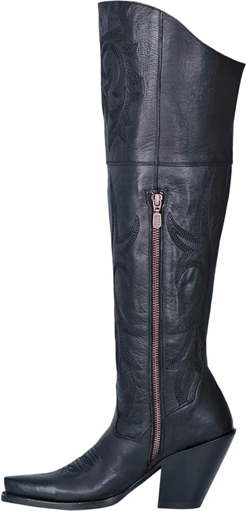 Dan Post Boots Womens Jilted Embroidery Snip Toe Dress Boots Over the Knee High Heel 3" & Up - Bl... | Amazon (US)