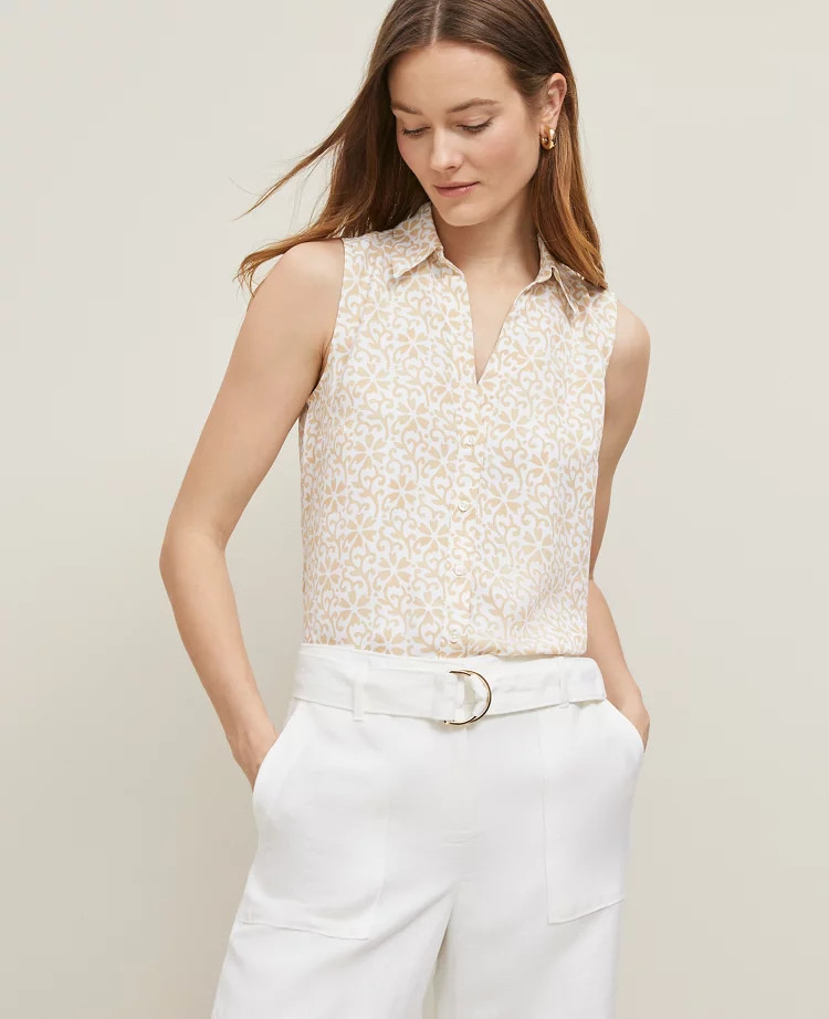 Floral Sleeveless Shirt | Ann Taylor