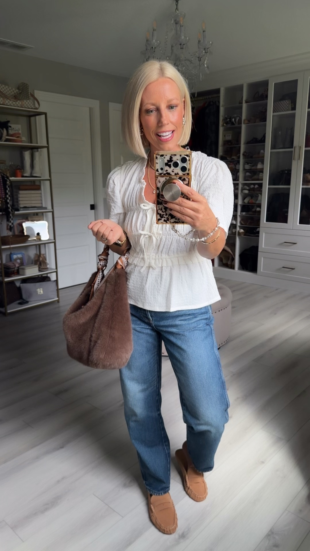Top small
Jeans sized down 2 (run big)
Shoes fit TTS

#LTKSaleAlert #LTKootd #LTKWorkwear